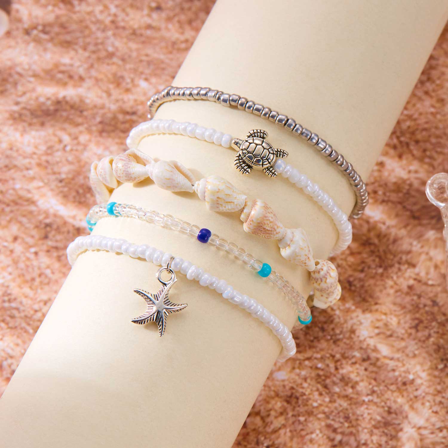 Beige Color Round Alloy Detail Bracelets | picture 