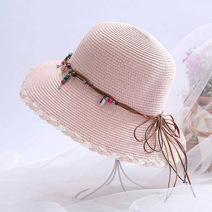 Light Pink Color Straw Detail Hat | picture 