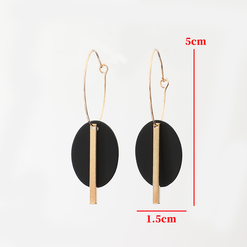 Black Color Round Alloy Detail Earrings | picture 