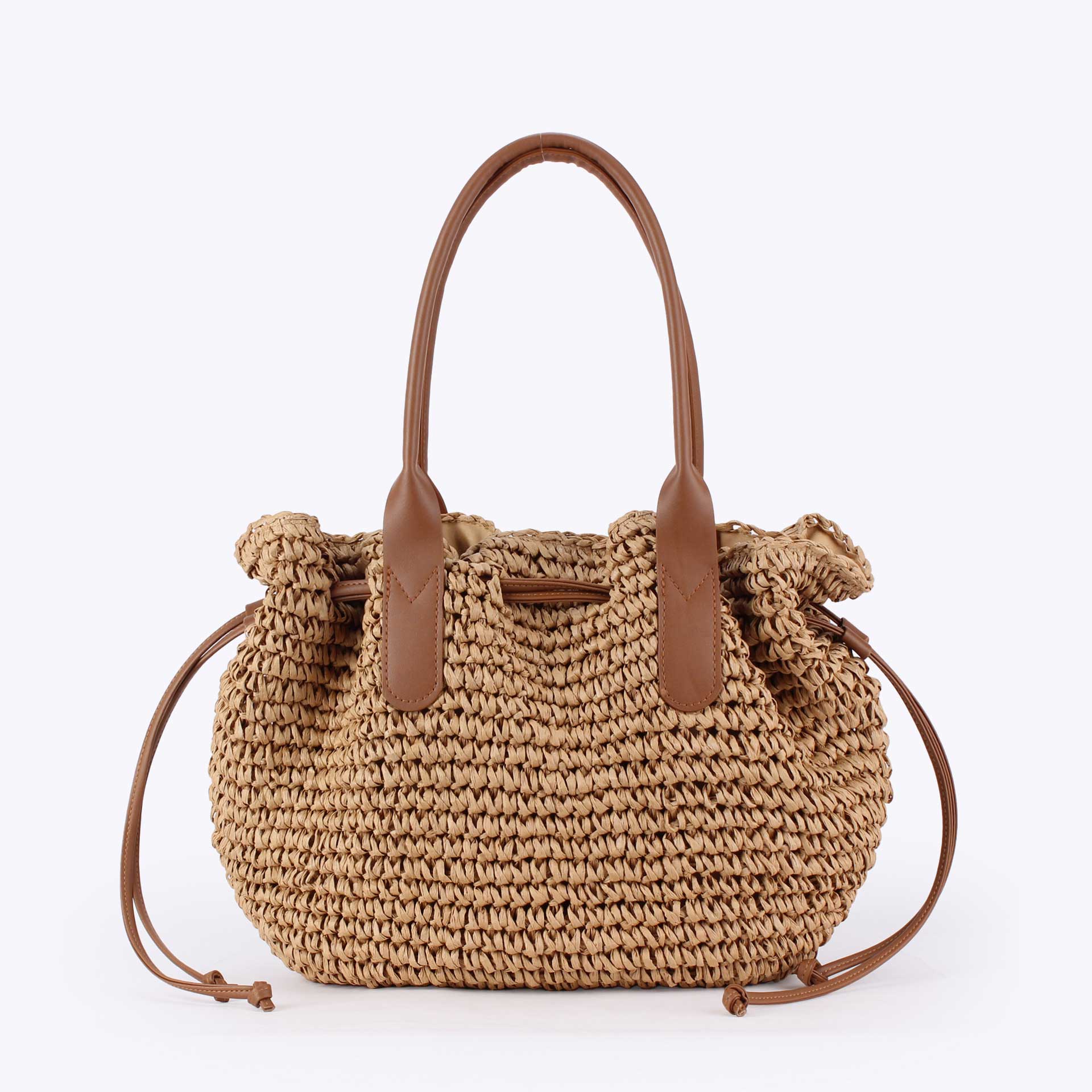 Dark Camel Color Drawstring Hand Bag | picture 