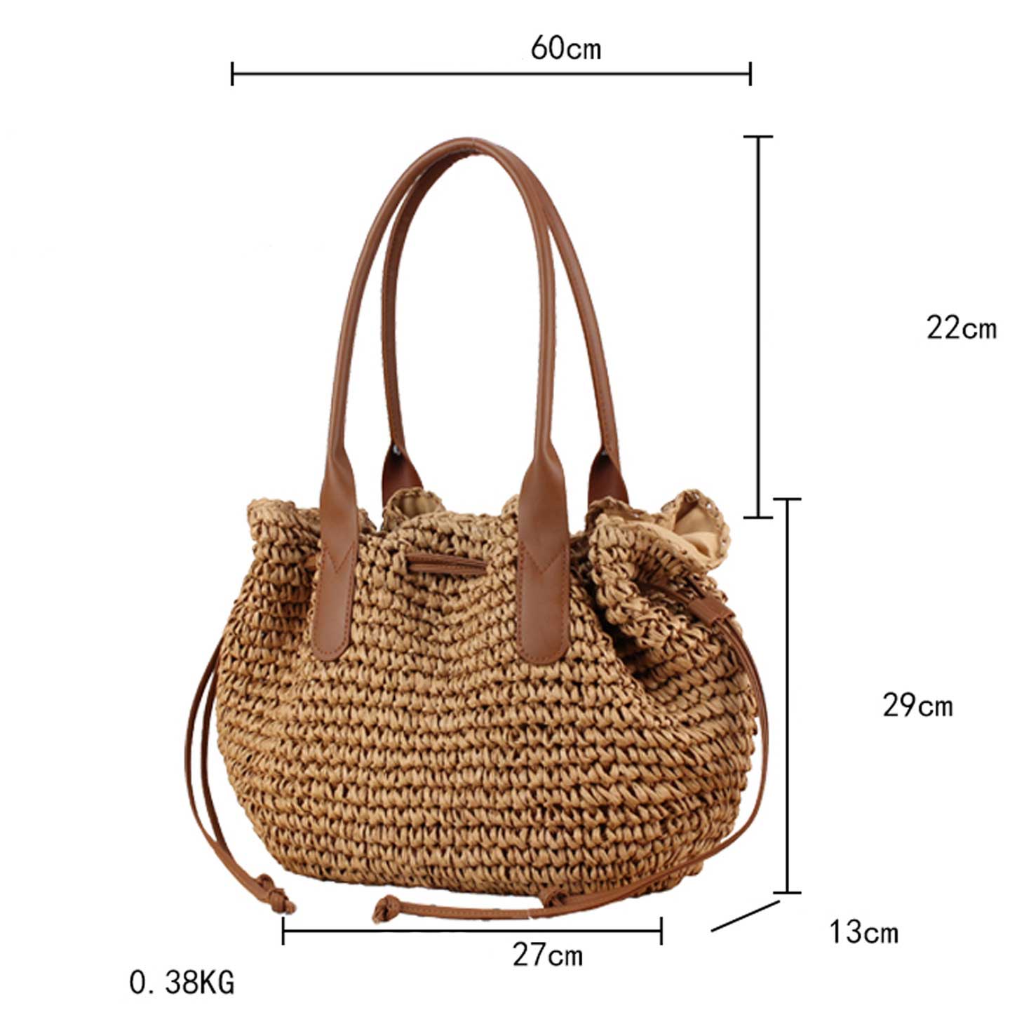 Dark Camel Color Drawstring Hand Bag | picture 