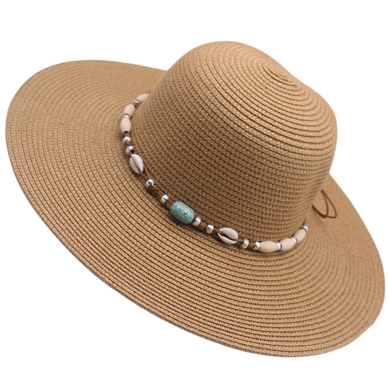 Dark Camel Shell Straw Visor Hat | picture 