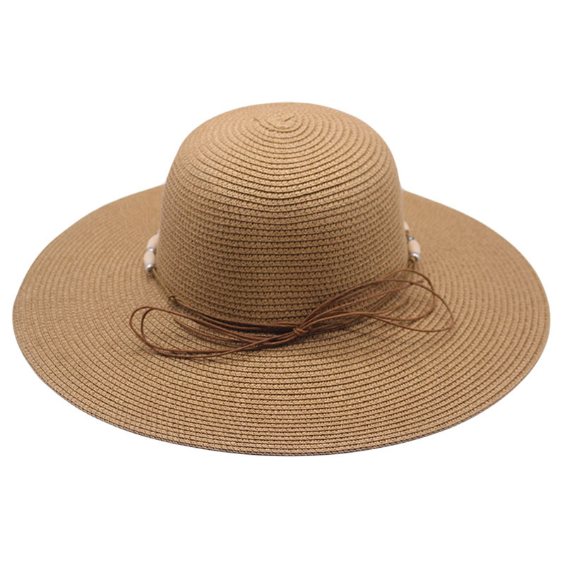 Dark Camel Shell Straw Visor Hat | picture 