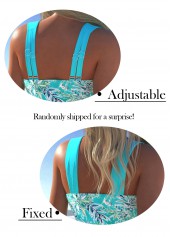 Surplice Mid Waisted Leaf Print Cyan Tankini Set | thumb picture 