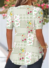 Sage Green Floral Print Fake Two Piece Twinset | thumb picture 