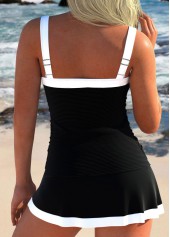 Contrast Binding Patchwork Black Tankini Set | thumb picture 