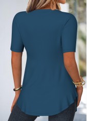 Peacock Blue Lace Floral Print Fake Two Piece Twinset | thumb picture 