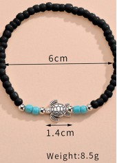 Black Turtle Design Beaded Polyresin Anklet | thumb picture 
