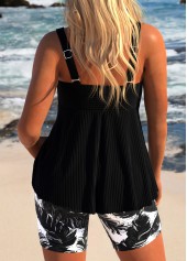 Surplice Feathers Print Black Tankini Set | thumb picture 