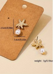 Golden Starfish Alloy Pearl Design Earrings | thumb picture 