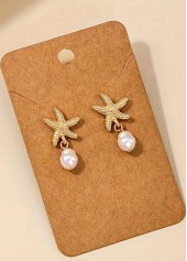 Golden Starfish Alloy Pearl Design Earrings | thumb picture 
