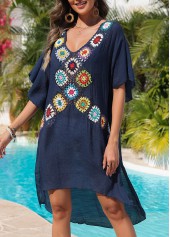 Weave/braid V Neck Navy Cover Up | thumb picture 