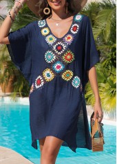 Weave/braid V Neck Navy Cover Up | thumb picture 