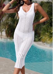 Wrap Sleeveless V Neck White Cover Up