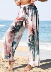 Smocking Tropical Plants Print Green Cover Up | thumb picture 