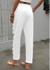 White Soft Straight Leg Elastic Waist High Waisted Pants | thumb picture 