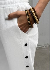 White Soft Straight Leg Elastic Waist High Waisted Pants | thumb picture 