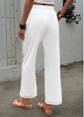 White Elastic Waist High Waisted Pants | thumb picture 