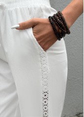 White Elastic Waist High Waisted Pants | thumb picture 