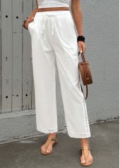 White Elastic Waist High Waisted Pants | thumb picture 