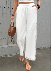 White Elastic Waist High Waisted Pants | thumb picture 
