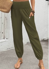 Olive Green Soft Jogger Elastic Waist High Waisted Pants | thumb picture 