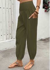 Olive Green Soft Jogger Elastic Waist High Waisted Pants | thumb picture 