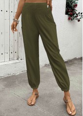 Olive Green Soft Jogger Elastic Waist High Waisted Pants | thumb picture 