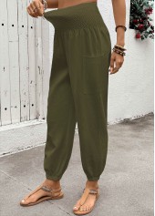 Olive Green Soft Jogger Elastic Waist High Waisted Pants | thumb picture 