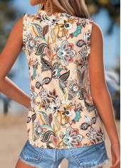 Multi Color Random Floral Print Frill Sleeveless Tank Top | thumb picture 