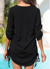 Drawstring Black V Neck Cover Up | thumb picture 