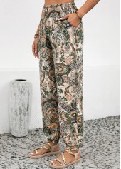 Dusty Pink Soft Tribal Print Jogger Elastic Waist Pants | thumb picture 