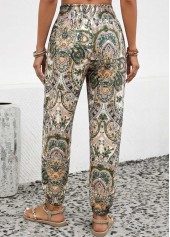 Dusty Pink Soft Tribal Print Jogger Elastic Waist Pants | thumb picture 