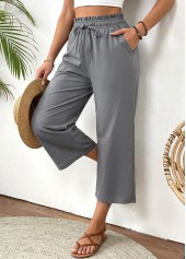 Grey Straight Leg Elastic Waist High Waisted Pants | thumb picture 