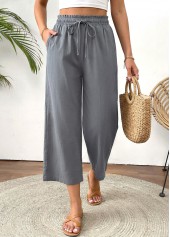 Grey Straight Leg Elastic Waist High Waisted Pants | thumb picture 