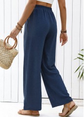 Navy Straight Leg Elastic Waist High Waisted Pants | thumb picture 