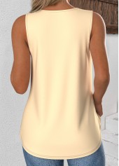 Beige Sleeveless V Neck Tank Top | thumb picture 