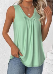 Light Green Sleeveless V Neck Tank Top | thumb picture 