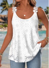 White Layered Sleeveless Scoop Neck Tank Top | thumb picture 