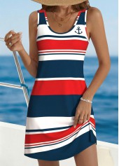 Multi Color Striped Short Tummy Coverage Sleeveless Dress | thumb picture 