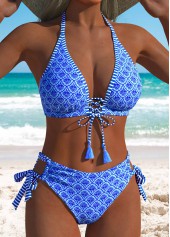 Blue Mid Waisted Lace Up Bikini Set | thumb picture 
