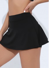 Black Stretch Elastic Waist High Waisted Pantskirt