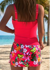 Coral Mid Waisted Tummy Coverage Floral Print Tankini Set | thumb picture 