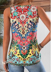 Multi Color Tribal Print Patchwork Sleeveless Tank Top | thumb picture 