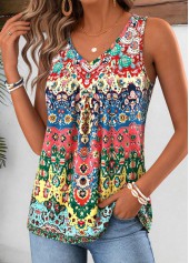 Multi Color Tribal Print Patchwork Sleeveless Tank Top | thumb picture 