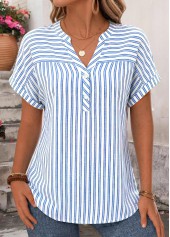 Blue Striped Bowknot Strappy Halter Blouse | thumb picture 