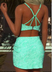 Cyan Mid Waisted Three-piece Bikini Set | thumb picture 
