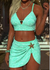 Cyan Mid Waisted Three-piece Bikini Set | thumb picture 
