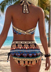 Multi Color Mid Waisted Bowknot Tribal Print Bikini Set | thumb picture 