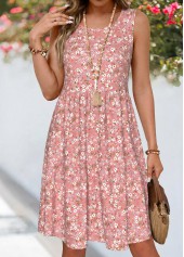 Dusty Pink Ditsy Floral Print Patchwork Sleeveless Dress | thumb picture 